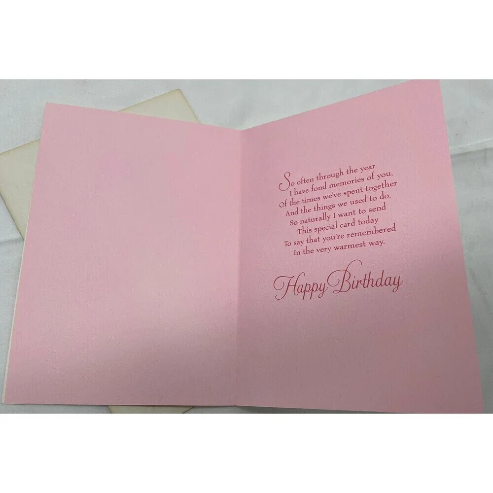 VINTAGE HALLMARK PINK BUTTERFLY LACE GREETING CARD UNUSED BIRTHDAY RARE